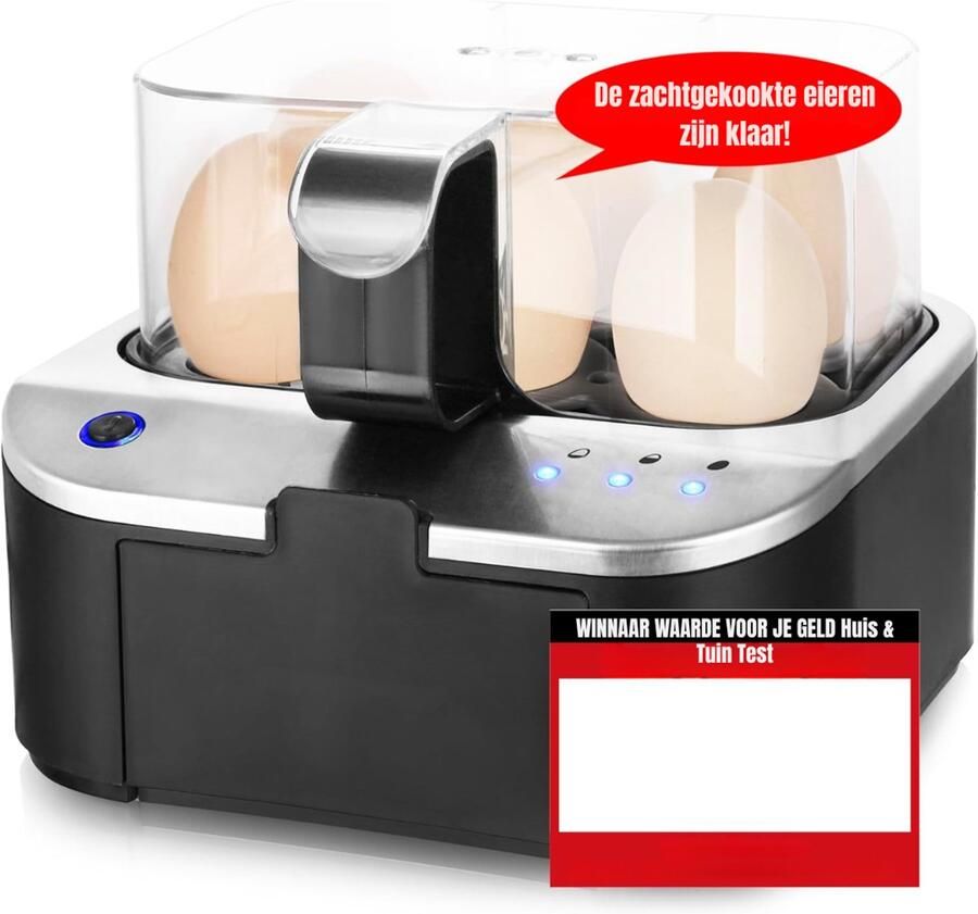 Nexvo Eierkoker electrisch Eierkoker met timer Zilver -‎‎19cm x 18cm x 15cm