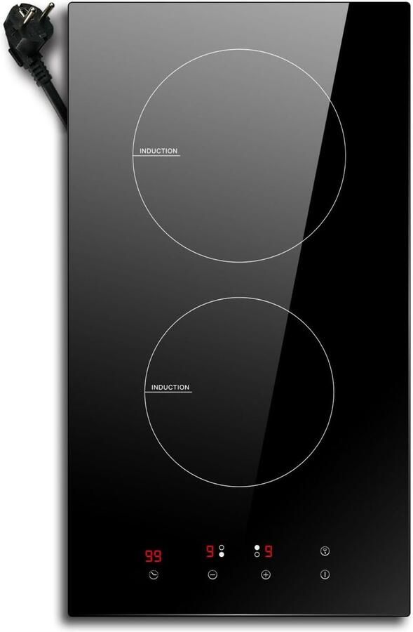 Mira Elektrische Kookplaat 2 Pits Elektrische Fornuis Elektrische Kookplaat Vrijstaand 2 Kookplaten Kinderslot Zwart -52 cm x 29 cm x 6 cm