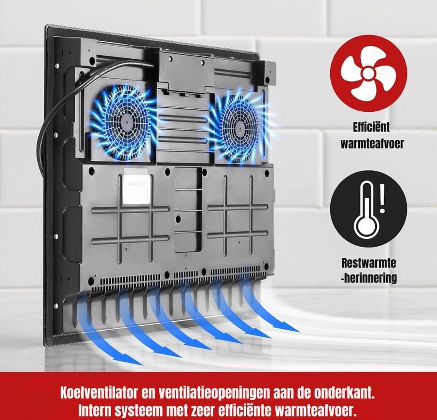 Mira Elektrische Kookplaat 4 Pits Elektrische Fornuis Elektrische Kookplaat Vrijstaand 4 Kookzones Kinderslot Zwart 52cm x 59cm x 6cm - Foto 3