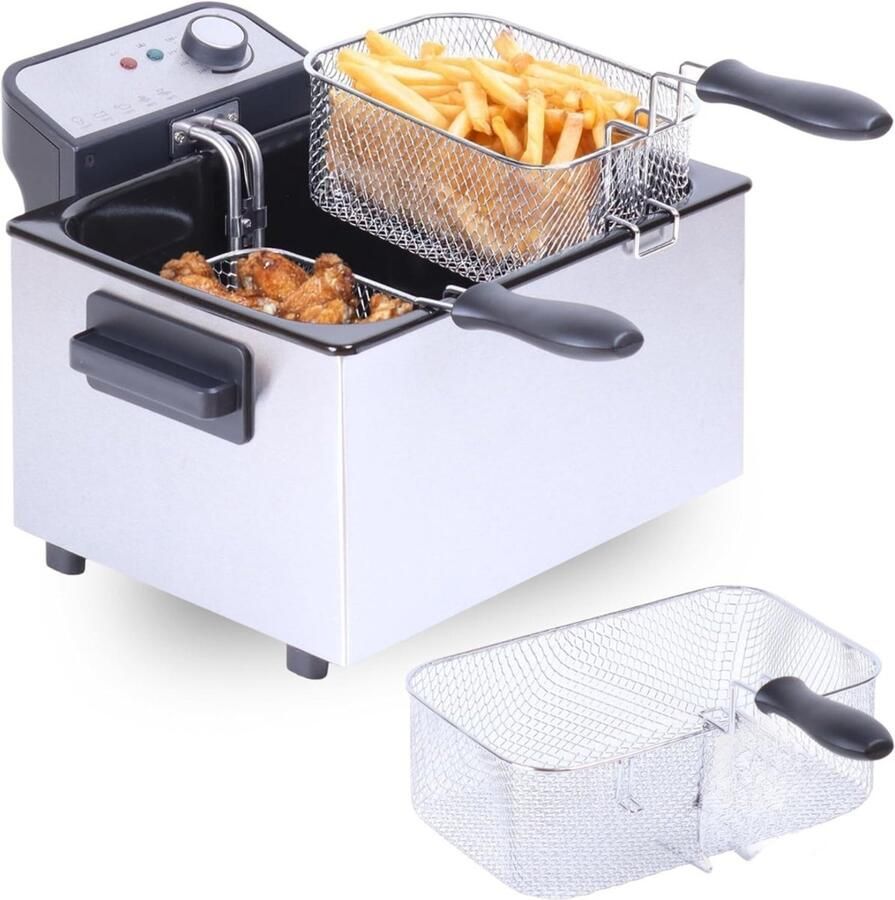 Nexvo Frituurpan 5 liter Frituurpan Zilver 47cm x 36cm x 26cm