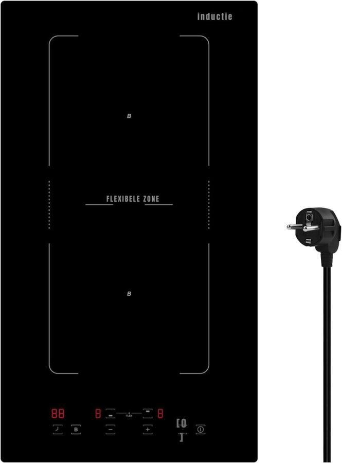 Mira Inductie Kookplaat Vrijstaand Dubbele Inductiekookplaat Kooktoestel Touchscreenbediening Zwart 52cm x 29cm x 6cm