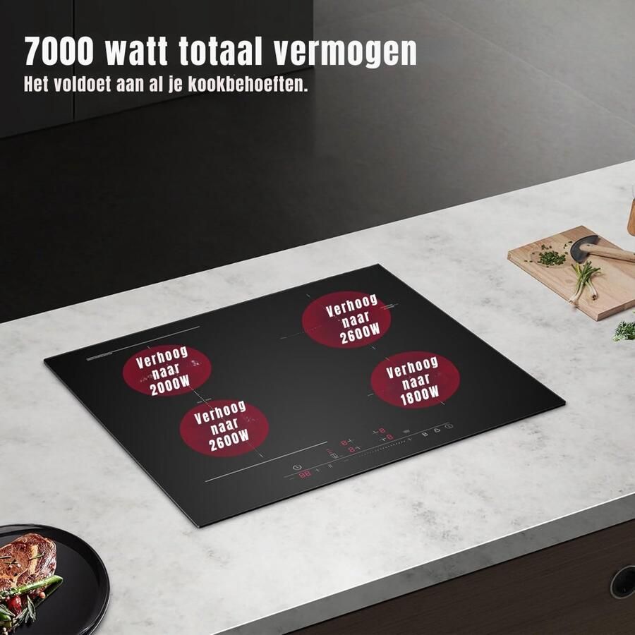 Mira Inductie Kookplaat Vrijstaand Dubbele Inductiekookplaat Kooktoestel Touchscreenbediening Zwart 52cm x 59cm x 6cm