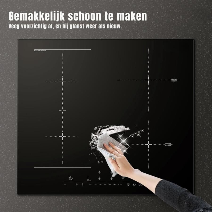 Mira Inductie Kookplaat Vrijstaand Dubbele Inductiekookplaat Kooktoestel Touchscreenbediening Zwart 52cm x 59cm x 6cm - Foto 2