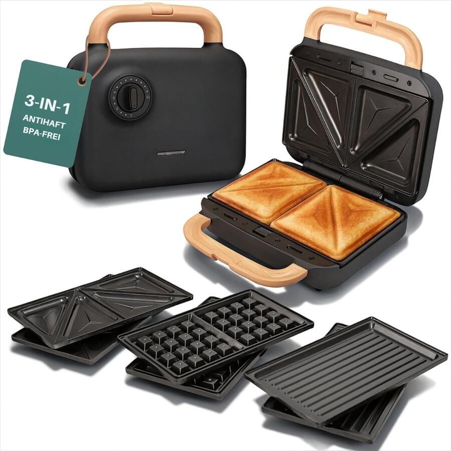 Mira Wafelijzer Met Verwisselbare Platen Wafelijzer Tefal Wafelijzer Hartvorm Zwart 24cm x 23cm x 13cm