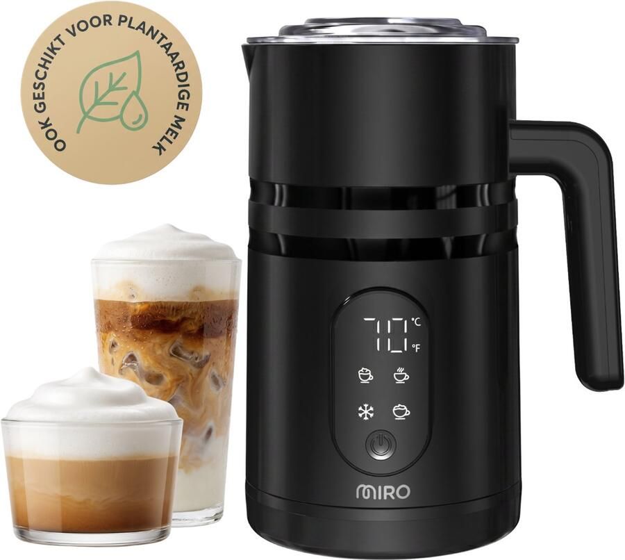 MIRO Living Miro 4-in-1 Digitale Melkopschuimer – Elektrische Melkschuimer met Digitaal Display Instelbare Temperatuur en Antikleeflaag 250ml