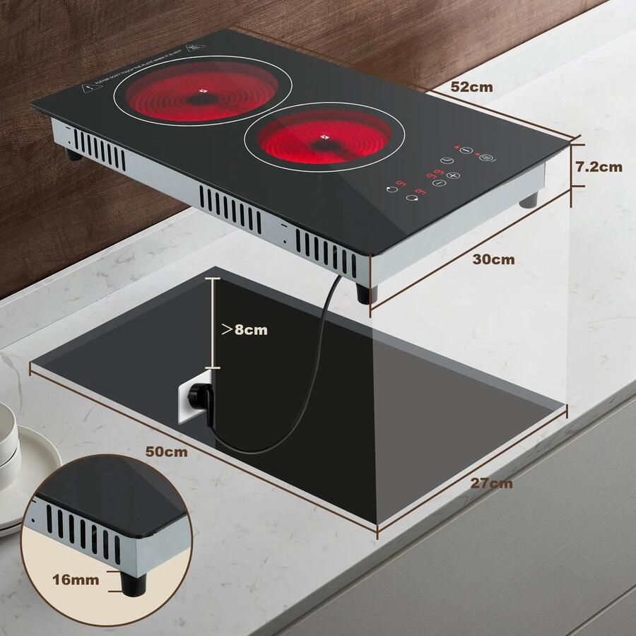 Betaalbare Goederen kookplaats elektrische Keramische glaskookplaat 2 platen kookplaatje 3000W 2 platen met stekker
