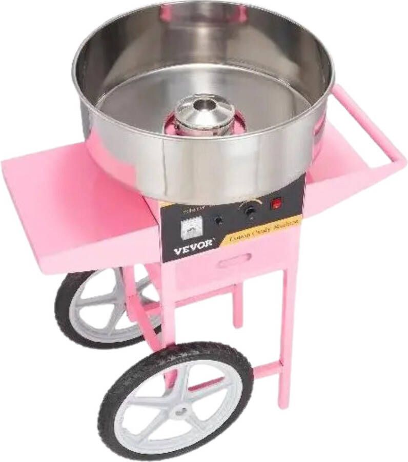 MiShar Suikerspin Machine Met Onderstel Suikerspinmachines 1000 W Roestvrij Roze 15 kg Snoepmachine Suiker Spin Roestvrijstaal
