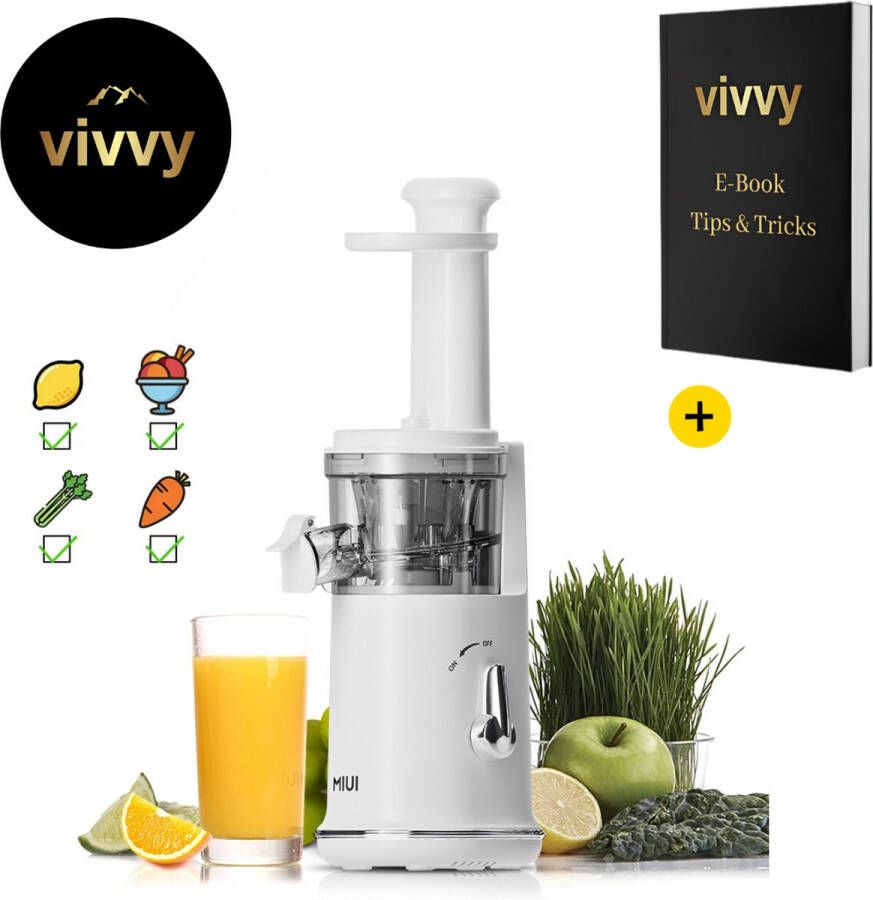 Miui Slowjuicer -Fruitpers Electrisch 3 In 1- Sapcentrifuge Multifunctioneel 4 Standen 100% Tevredenheidsgarantie Gemakkelijk Te Reinigen 220V