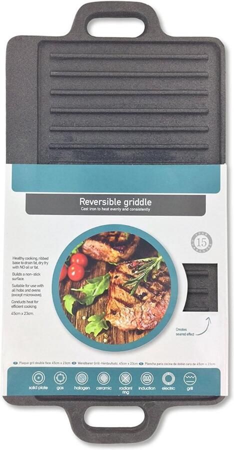 MKSS Grillplaat Inductie Bakplaat Gietijzer Zwart - Foto 2