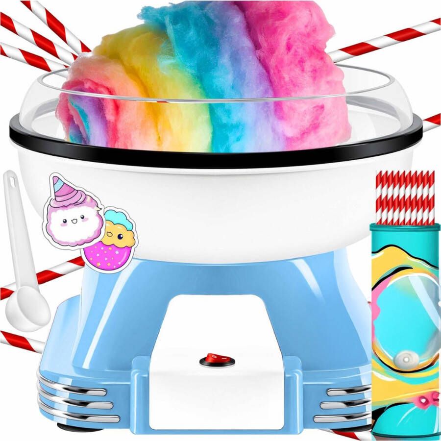 MKSS Suikerspinmachine Suikerspinmaker voor Thuis Wit met Blauw
