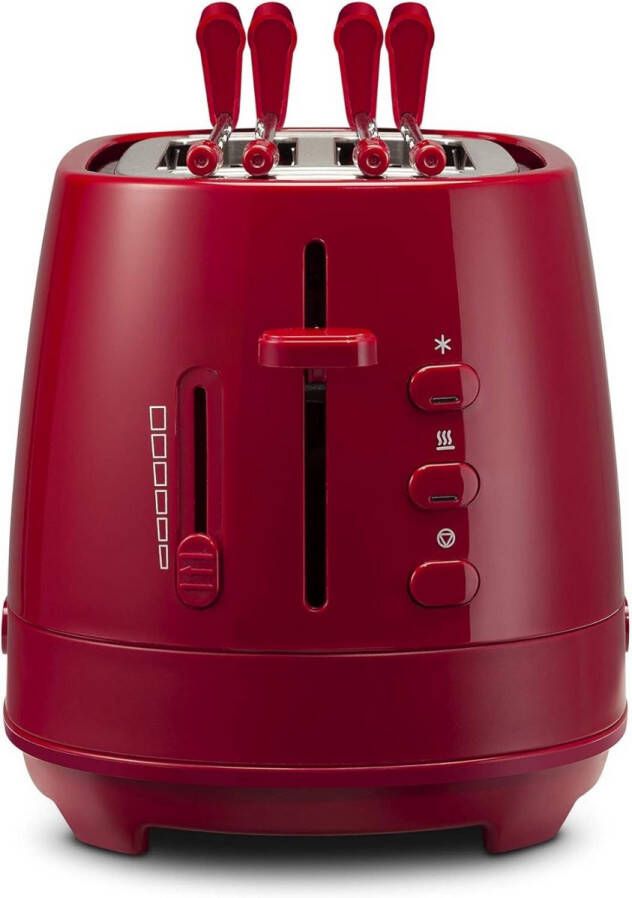 MMM Tosti Apparaat Broodrooster met Tostiklemmen Tosti Broodrooster Rood ‎30 cm x 18 cm x 19 cm