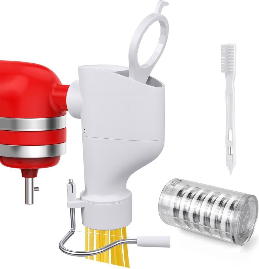 MMOBIEL Pasta Opzetstuk voor KitchenAid Mixers – 7-in-1 Pastamachine met Verwisselbare Vormen voor Fusilli Rigatoni Spaghetti Bucatini Fettuccine & Macaroni – Eenvoudig te Installeren