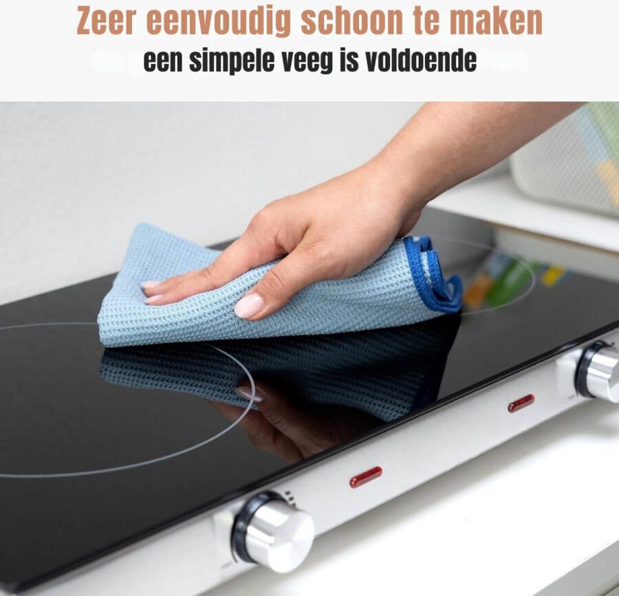 MMP Elektrische Kookplaat 4 Pits Elektrische Fornuis Elektrische Kookplaat Vrijstaand 4 Kookzones Kinderslot Zilver 66cm x 35cm x 10Hcm