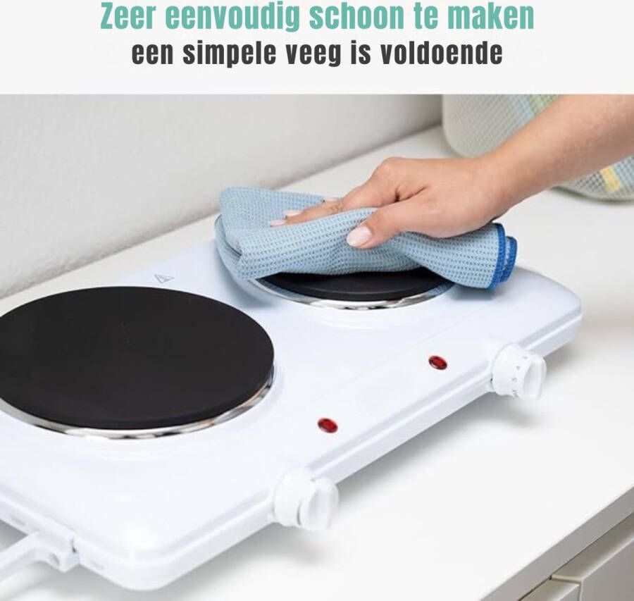 MMP Elektrische Kookplaat 4 Pits Elektrische Fornuis Elektrische Kookplaat Vrijstaand 4 Kookzones Kinderslot Wit 29cm x 57cm x 7cm