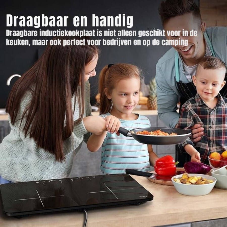 MMP Elektrische Kookplaat 4 Pits Elektrische Fornuis Elektrische Kookplaat Vrijstaand 4 Kookzones Kinderslot Zwart 61cm x 37cm x 6cm