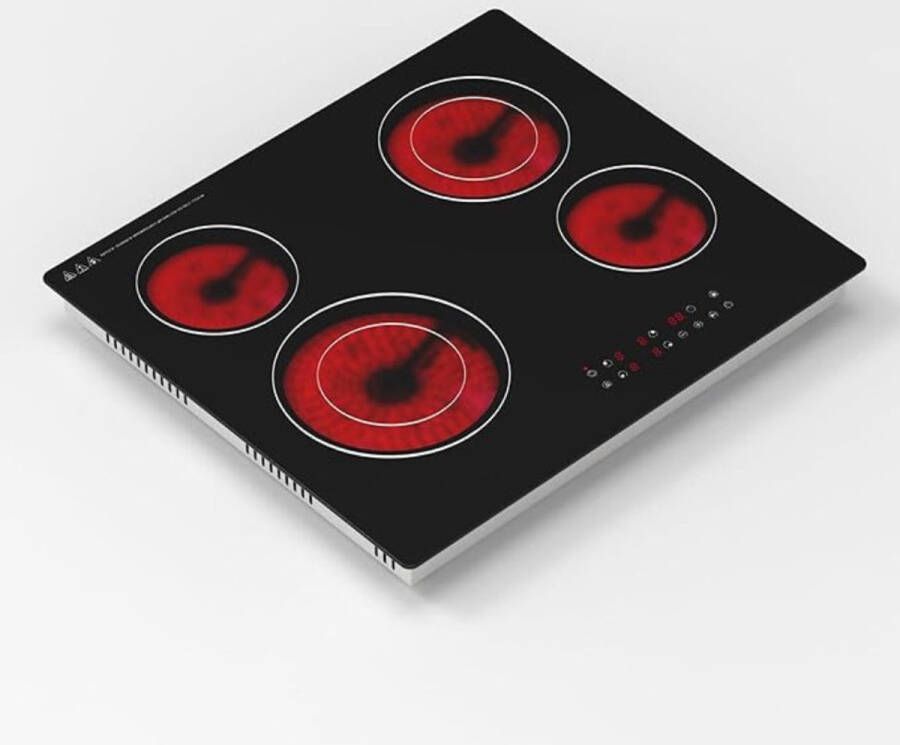 MMP Elektrische Kookplaat 4 Pits Elektrische Fornuis Elektrische Kookplaat Vrijstaand 4 Kookzones Kinderslot Zwart 53cm x 59cm x 6cm