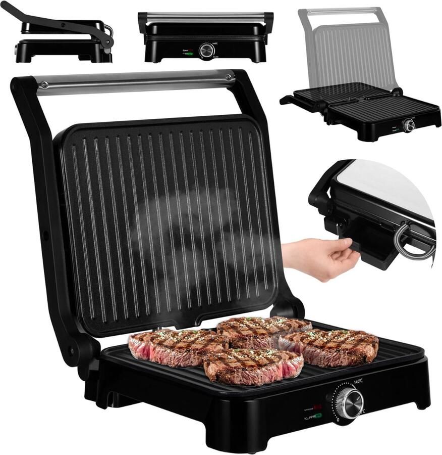 MMP Contactgrill met uitneembare platen Contactgrill Multi grill Zwart 33cm x 32cm x 13cm