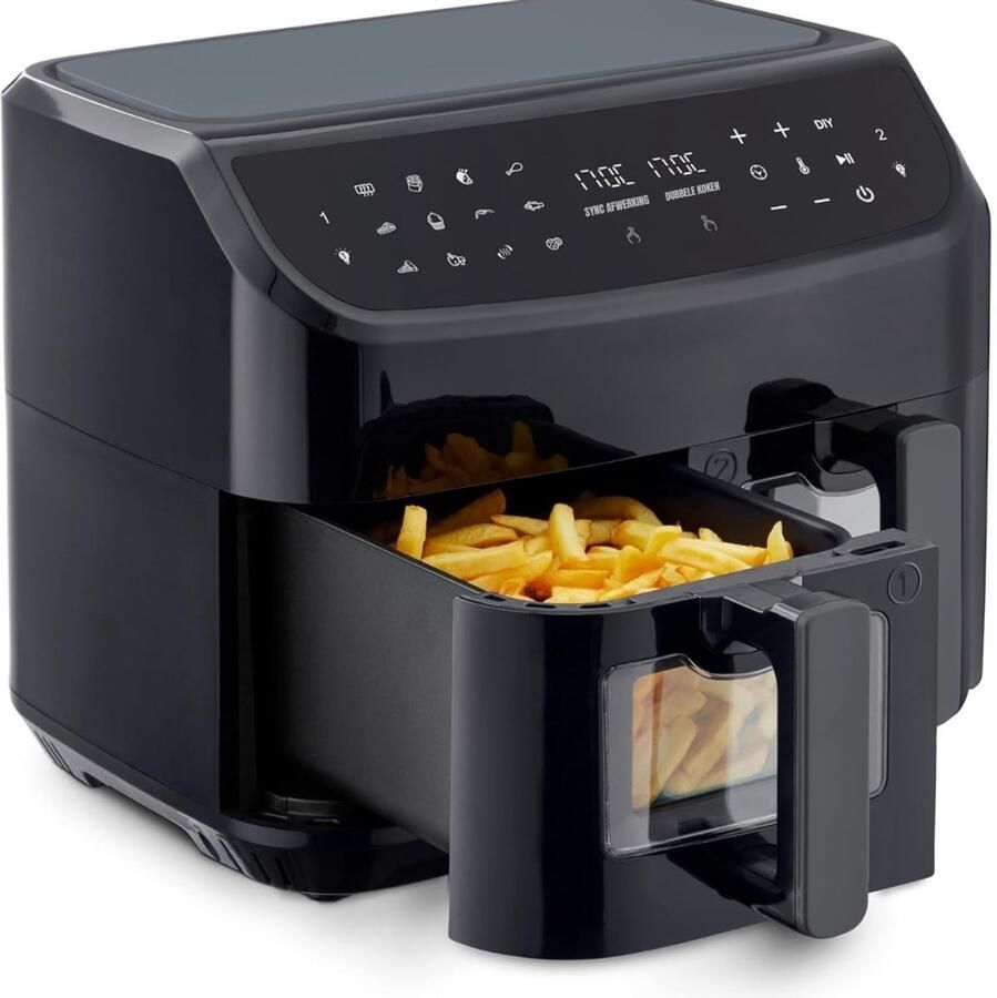 MMP Dubbele Airfryer Heteluchtfriteuse Duo Airfryer 8 7 L 41x40x33cm Zwart