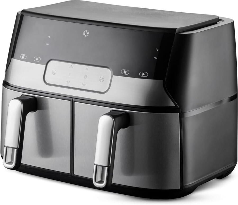 MMP Dubbele Airfryer Heteluchtfriteuse Duo Airfryer 9 L 35x39x31cm Zwart