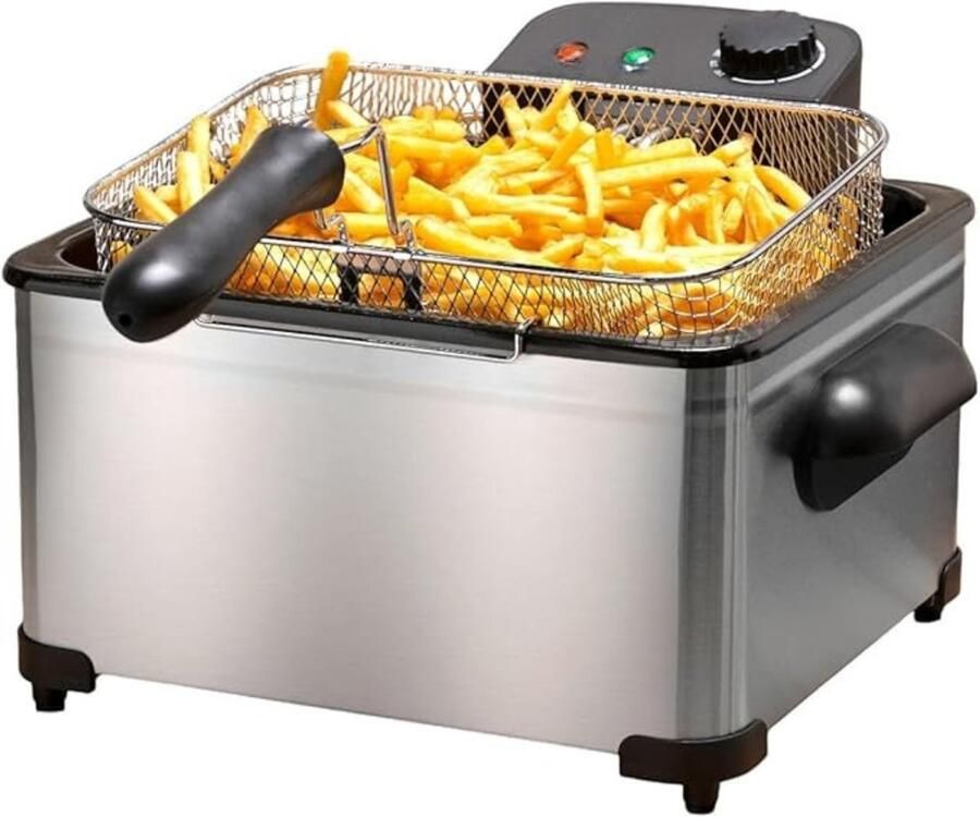 MMP Dubbele Frituurpan Dubbele Friteuse Frietpan 5 liters 31x34x25cm Zilver