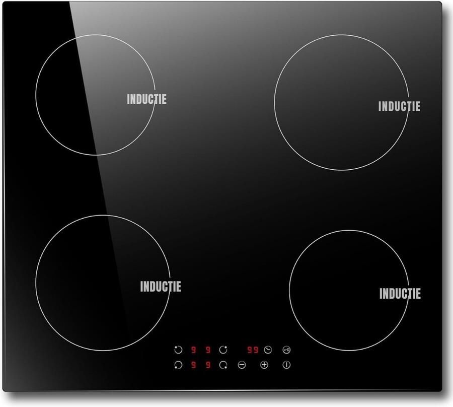MMP Elektrische Kookplaat 4 Pits Elektrische Fornuis Elektrische Kookplaat Vrijstaand 4 Kookplaten 60 cm Kinderslot Zwart 59cm x 52cm x 6cm