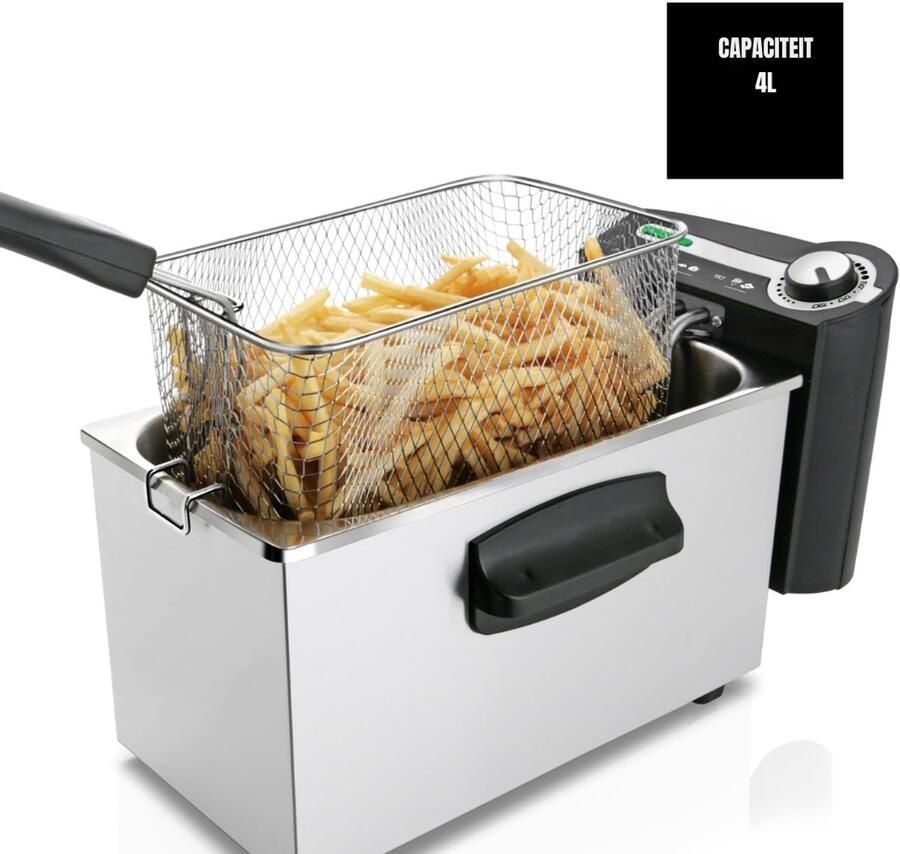 MMP Frituurpan 4 liter Frituurpan Zilver ‎24cm x 26cm x 44cm