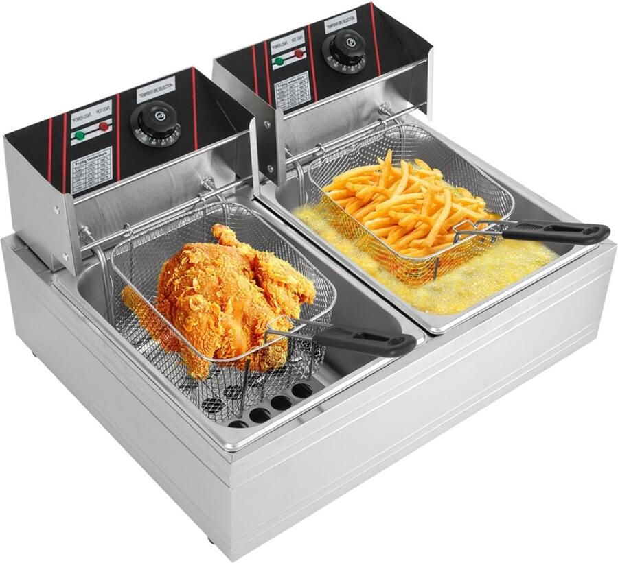 MMP Frituurpan dubbel Frituurpan Zilver 55cm x 44cm x 30cm