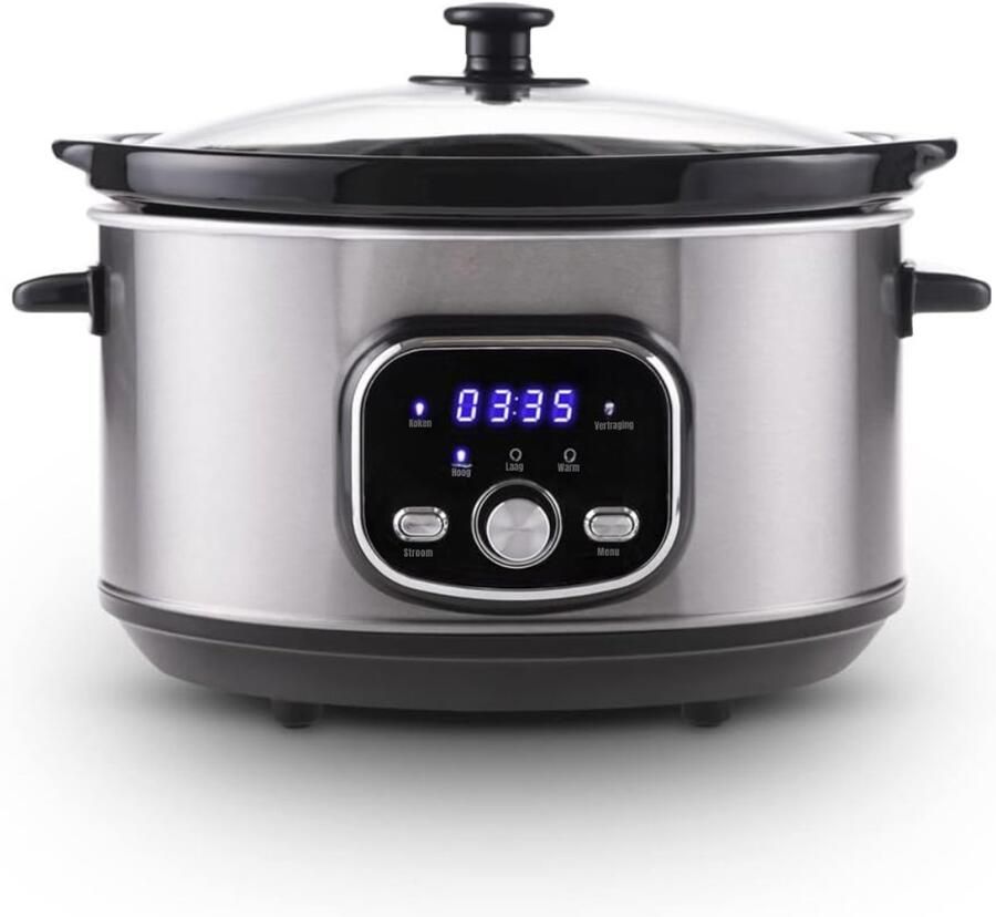MMP Slowcooker met timer Slowcooker Crockpot Zilver ‎25cm x 32cm x 23cm