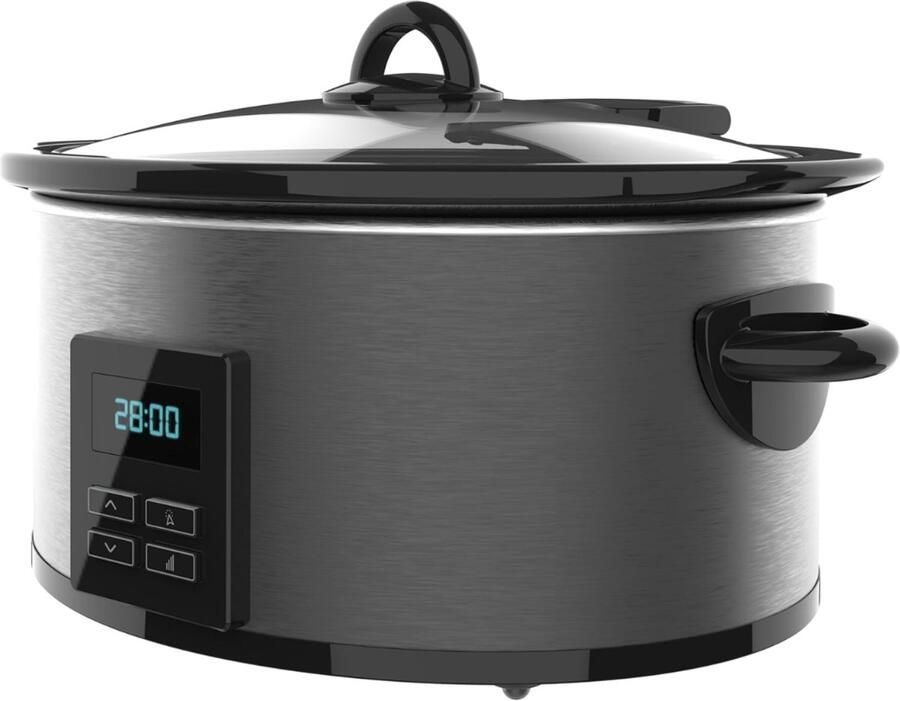 MMP Slowcooker met timer Slowcooker Crockpot Zwart 31cm x 25cm x 40cm