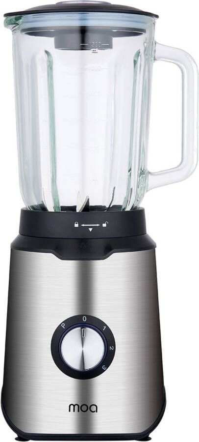 MOA Blender Smoothie Maker met 1 5L Glazen Kan Voor Ijs Bevroren Fruit Noten Mini 1020W RVS Zilver - Foto 2