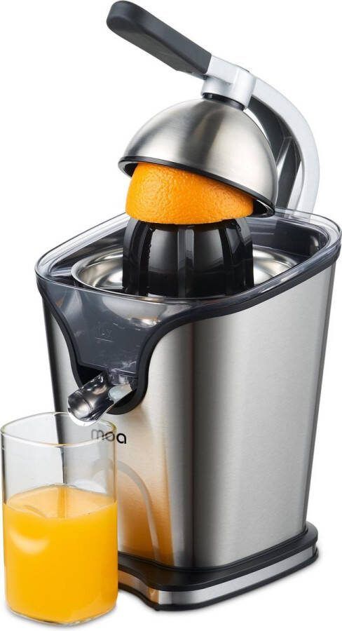 MOA Citruspers Elektrisch BPA Vrij Sinaasappelpers Citroenpers met 2 Perskegels Handmatig RVS Zilver