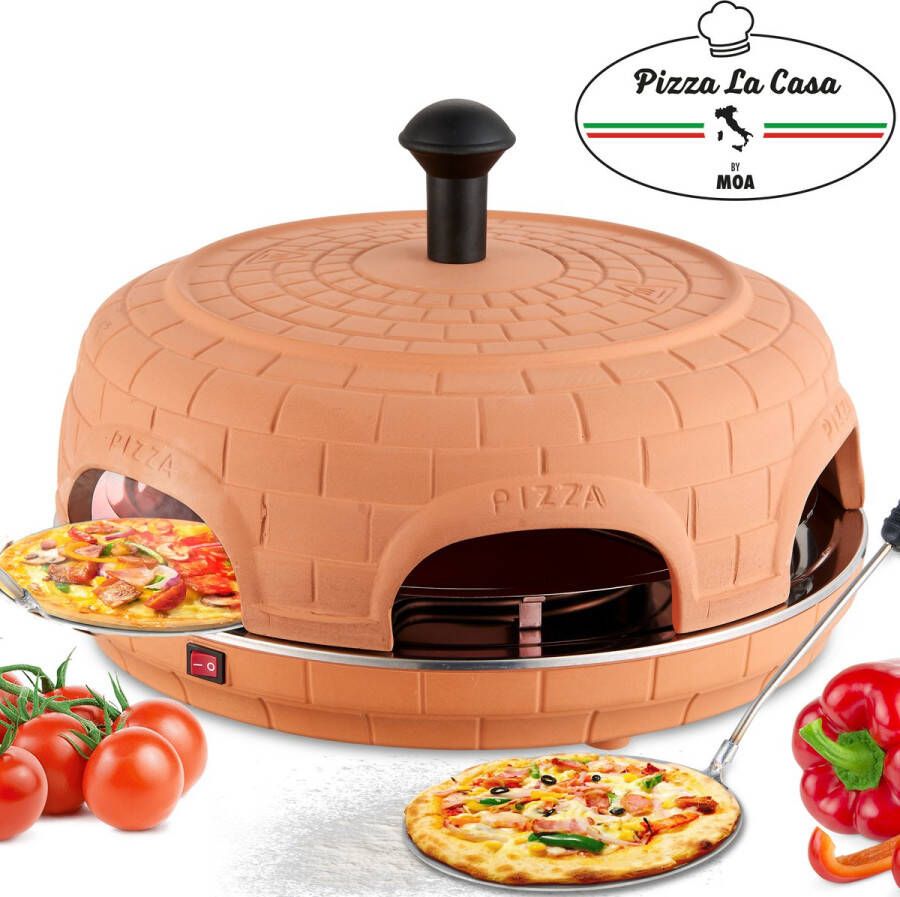 MOA Pizzarette Pizza Oven Pizza La Casa 6 personen RVS bakplaat Terracotta P06 - Foto 2