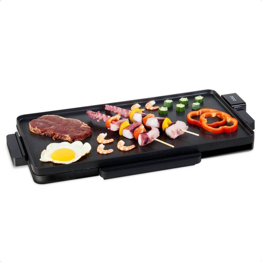 MOA Tafelgrill Grillplaat Bakplaat Teppanyaki Elektrisch 56 x 30 cm Regelbare Thermostaat Anti-aanbaklaag TG203B Zwart