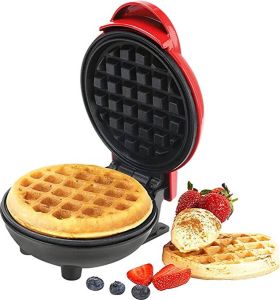Moli Mini wafelijzer Moederdag Cadeau Wafels Mini Waffle maker Pannenkoeken Koekjes ontbijtlunch-Rood