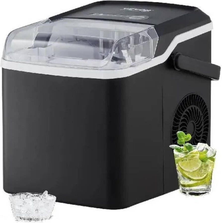 Momentum Online Momentum Draagbare Ijsmaker Aanrecht ijsmachine 12kg 24h Zelfreinigende Functie 2 Maten Ijs Voor Thuis en Onderweg 303x249x282mm 105 Zwart