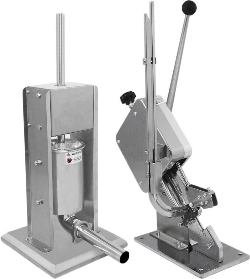 MonsterShop Bundel: Kukoo 3 Liter Worsten Vuller + KuKoo Worsten Knipper Handmatige bediening 2000 GRATIS clips 5 GRATIS trechters