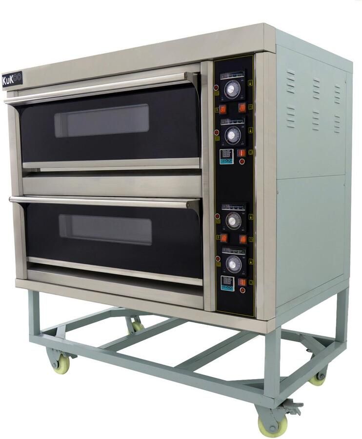 MonsterShop Commerciële pizzaoven bakoven 2 ovenruimtes eenfasig elektrisch 400 °C