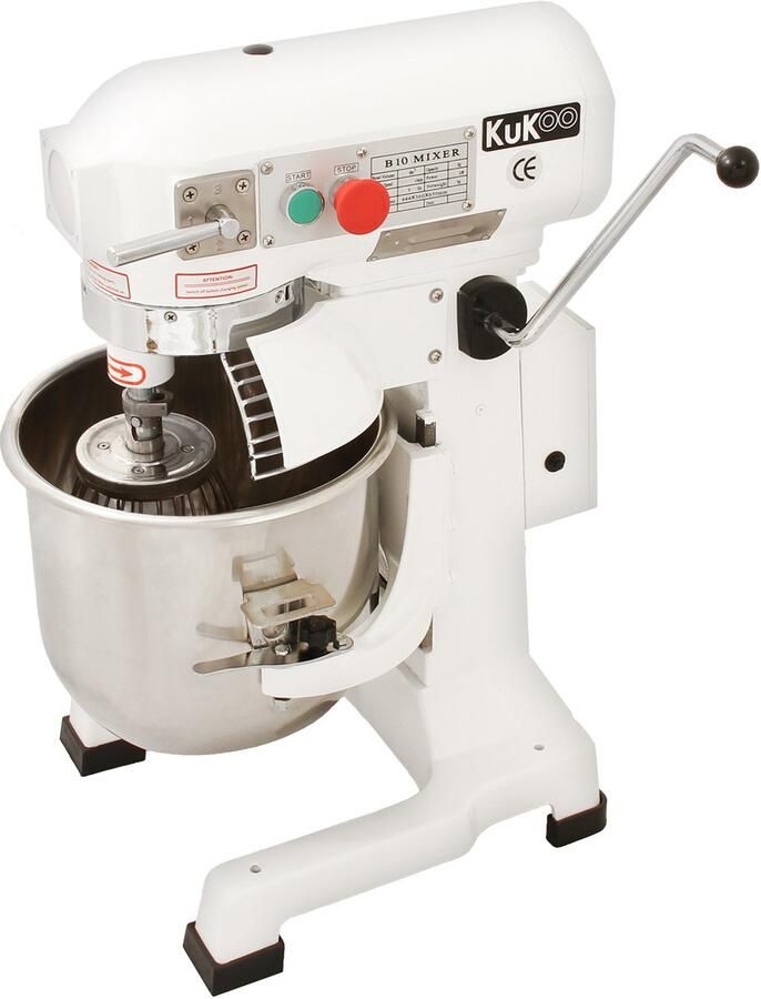MonsterShop Commerciële Voedsel Mixer Spiraalmixer 10 Liter 3 Versnellingen 3 Opzetstukken GRATIS Deeg Schraper. Maximaal gewicht: 1 kg Mix