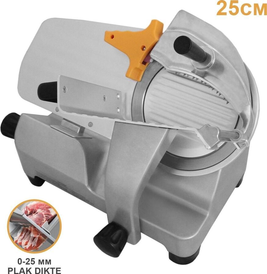 MonsterShop KuKoo Commerciële Vleessnijmachine 25 cm 250 mm vleessnijder ingebouwde messenslijper verstelbare plakdikte 394 roestvrij staal