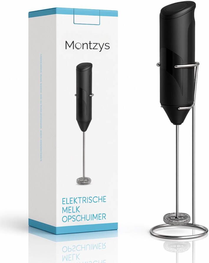 Montzys Melkopschuimer met RVS Houder Melkschuimer Elektrisch Matcha Klopper Electrisch Handmatig Melk Opschuimer