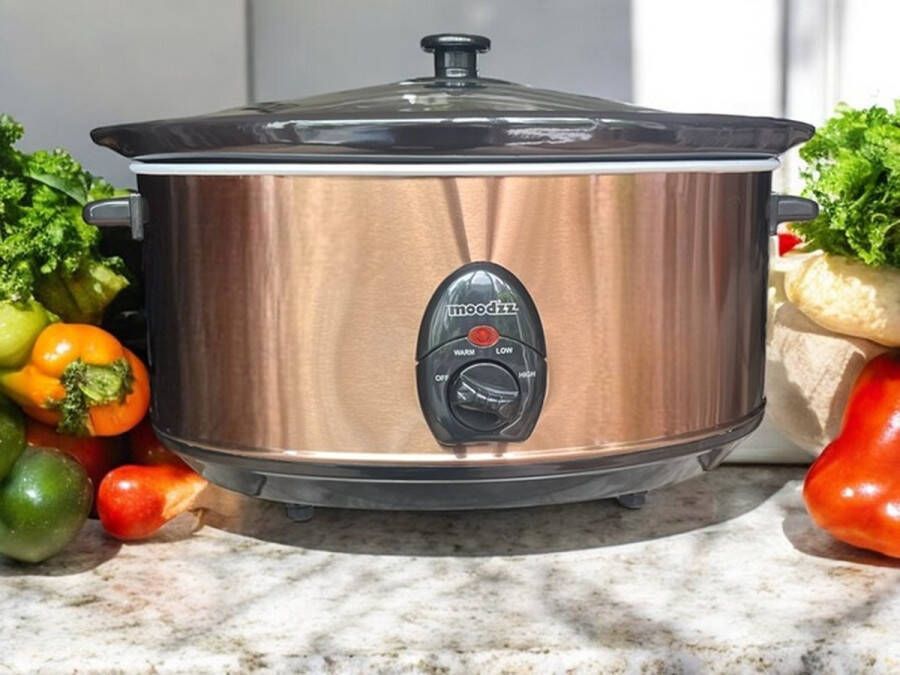 MOODZZ MZ-2306 Slowcooker 6 5 L – Met Warmhoudfunctie – RVS – Energiezuinig – Voor Gezond en Gemakkelijk Koken - Foto 2