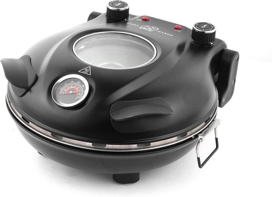 Mosh Stories Elektrische Pizzaoven Voor Binnen – 1200W Pizza Maker met Keramische Pizzasteen Tot 420°C Voor 12 Inch Pizza s
