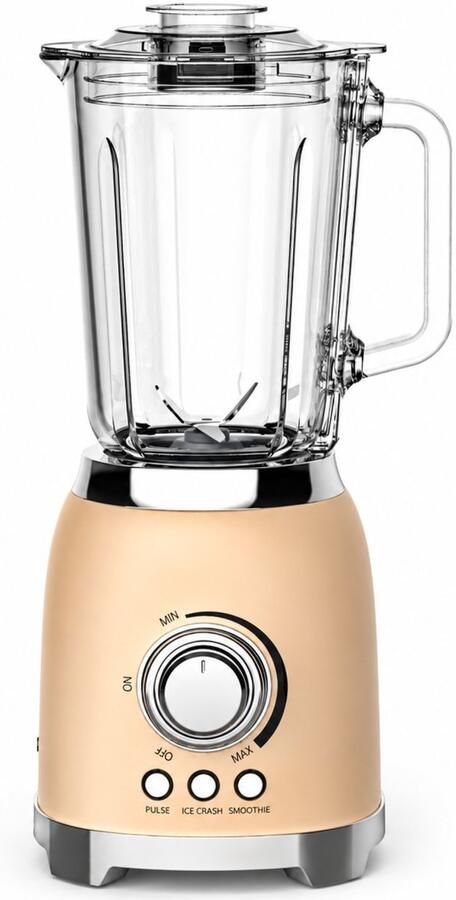 Motivai Blender – 800W Krachtige Smoothie & Soepmaker – 1.5L – BPA-vrij & PHAS-vrij – Stil & Veilig in Gebruik – RVS Messen & Dubbelwandig Retro Design – Matte Beige - Foto 2