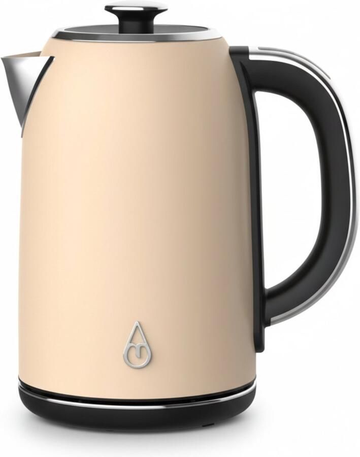 Motivai Waterkoker met Warmhoudfunctie & Temperatuurregeling – 1.7L – 2200W – BPA-vrij & PHAS-vrij RVS – Dubbelwandig Retro Design met Kalkfilter & Droogkookbeveiliging – Retro – Matte Beige