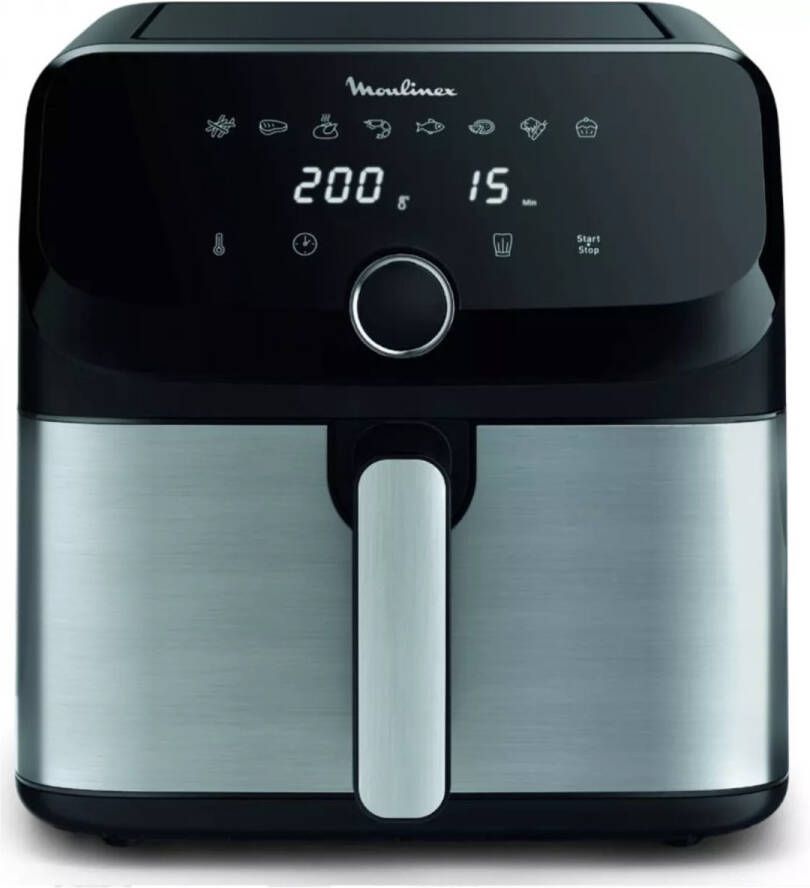 Moulinex Easy Fry Mega EZ855D20 friteuse Enkel 7 5 l Vrijstaand Heteluchtfriteuse Zwart Roestvrijstaal