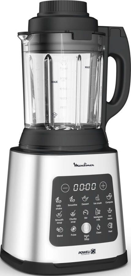Moulinex LM835D10 blender -1 75 l Blender voor op aanrecht 1400 W Zwart Metallic Transparant