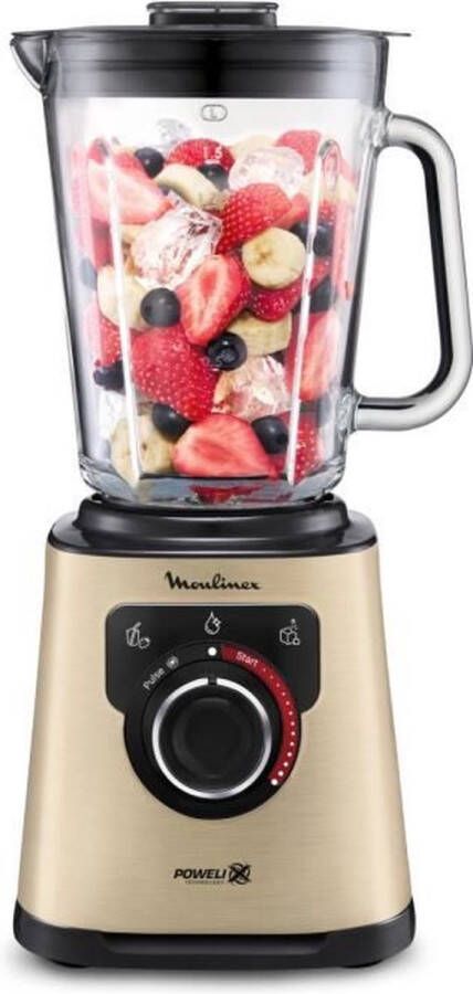 Moulinex LM871A10 Blender Mixeur 1200 W Krachtige nuttige capaciteit 1.5 L Powelix Blades Easy Reiniging Perfectmix + Gold Black - Foto 1