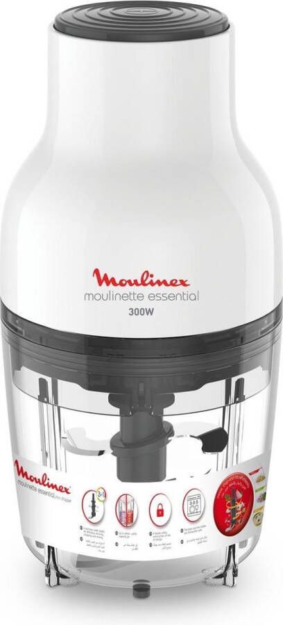 Moulinex Elektrische hakmolen 3-in-1 functies Slices Chops Mise 4 messen 400 ml Moulinette Essential DJ520110 - Foto 2