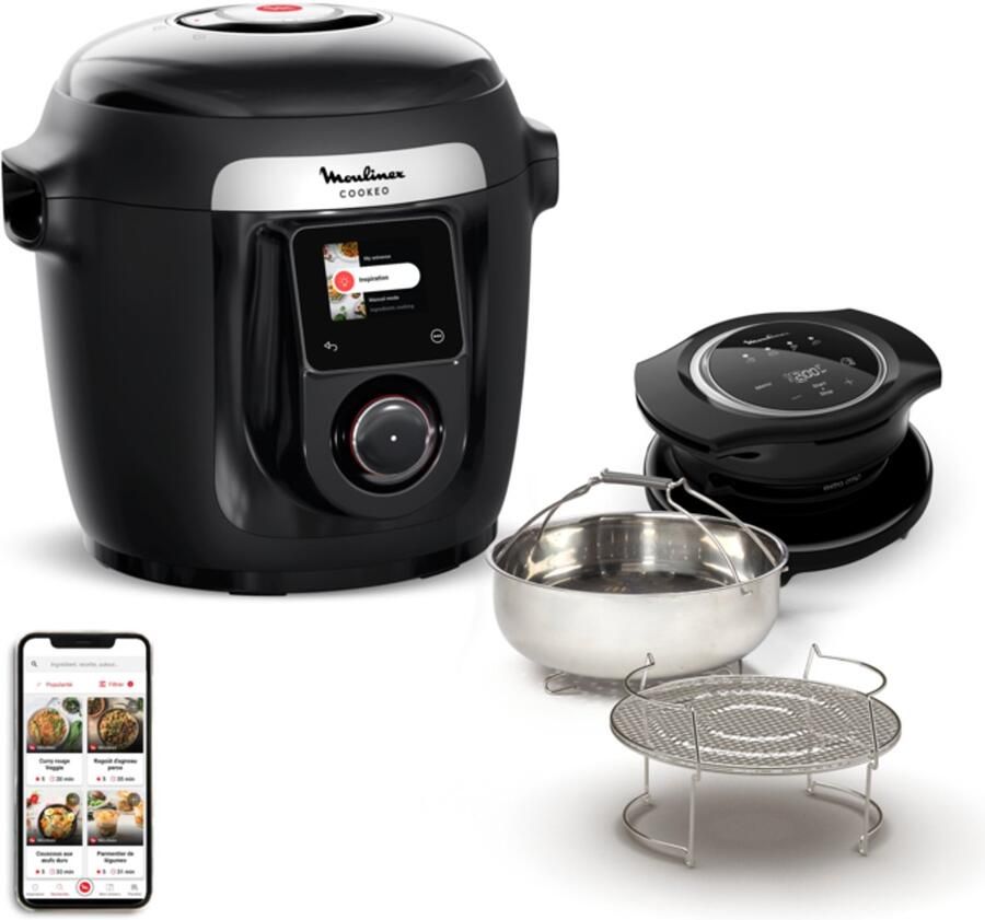 Moulinex Cookeo Wifi 10-in-1 CE96X8F0 Intelligente hogedruk multicooker 14 programma's + Extra Crisp air fryer accessoire