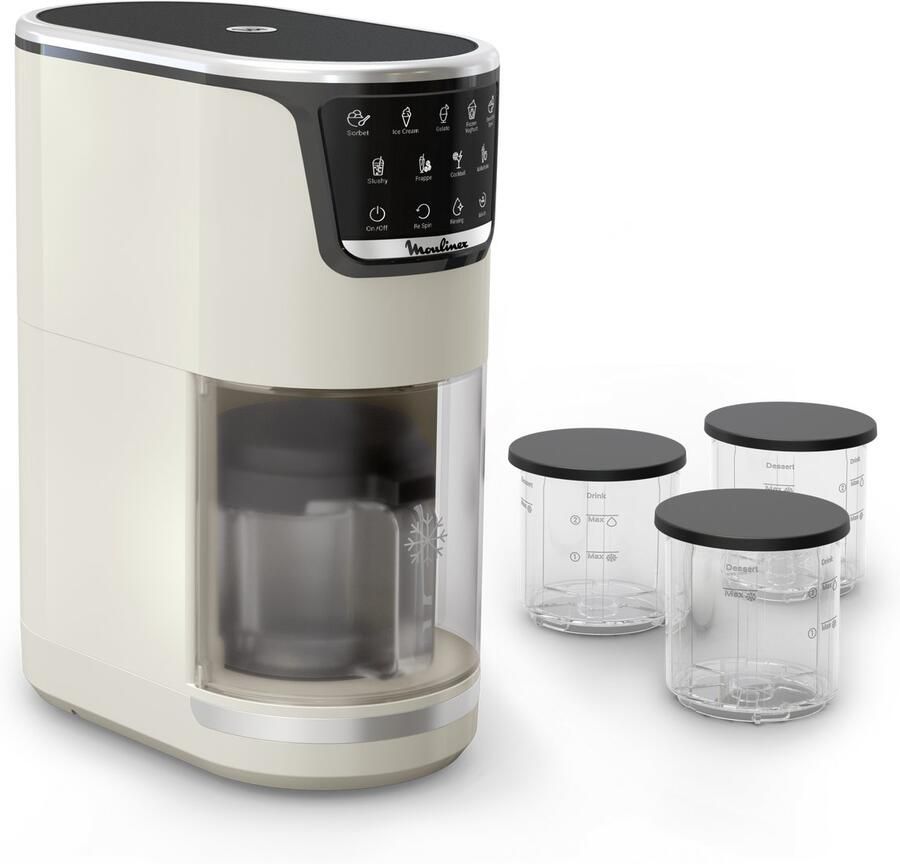 Moulinex Dolci MJ602AF0 – Ijsmachine 10-in-1 – 1-Step Perfector – Automatisch spoelprogramma Inclusief 3 Tritan kommen